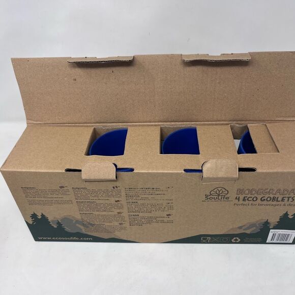 Eco Soul Life Biodegradable Sky Blue Goblet Set of 4 NEW - Picture 9 of 9